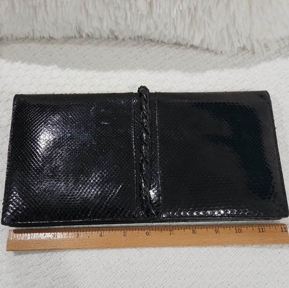 EXOTIC SNAKESKIN AND LEATHER CLUTCH BAG VINTAGE EUC - Picture 10 of 12
